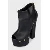 High heel ankle boots with open toes