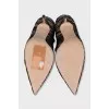 Suede shoes decorated with mesh