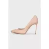 Beige leather stiletto heels