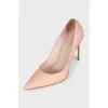 Beige leather stiletto heels