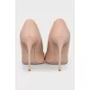 Beige leather stiletto heels