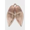 Beige leather stiletto heels