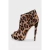 Open-toe pony leather ankle boots