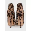 Open-toe pony leather ankle boots