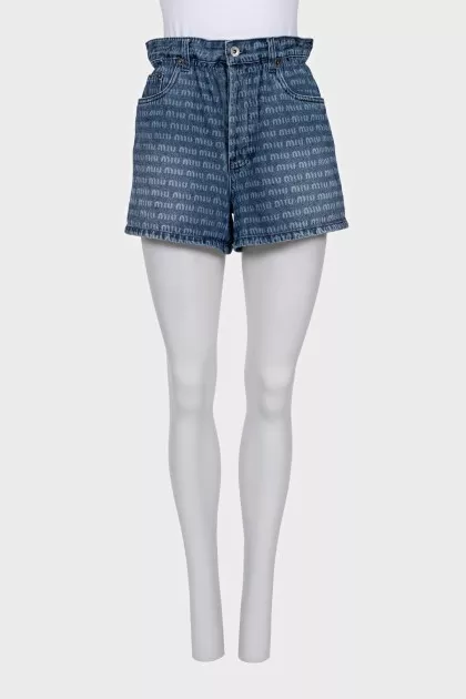 High-waisted denim shorts