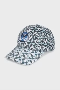 Men's printed cap with a branded patch