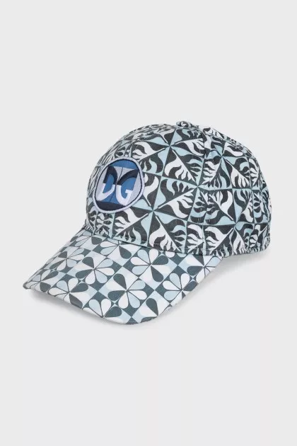 Men's printed cap with a branded patch