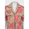 Silk suit consisting of a shirt and shorts