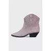 Grey suede pointed-toe Cossack boots