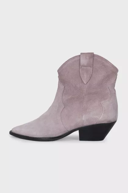 Grey suede pointed-toe Cossack boots