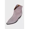 Grey suede pointed-toe Cossack boots
