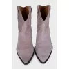Grey suede pointed-toe Cossack boots