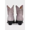 Grey suede pointed-toe Cossack boots