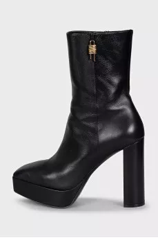 Square toe high heel ankle boots