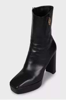 Square toe high heel ankle boots