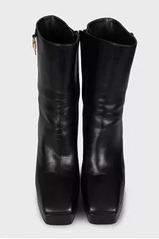 Square toe high heel ankle boots