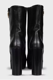 Square toe high heel ankle boots