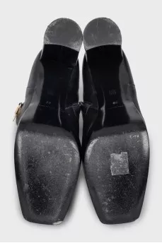 Square toe high heel ankle boots