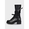 High leather boots with laces