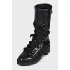High leather boots with laces