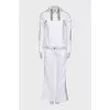 White tracksuit with stripes and a hood