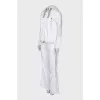 White tracksuit with stripes and a hood