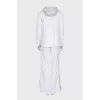 White tracksuit with stripes and a hood