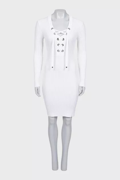Fitted dress with lacing