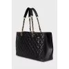 Black tote with branded embossing