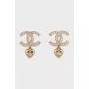 Gold-color earrings with heart-shaped pendant
