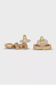Gold-color earrings with heart-shaped pendant