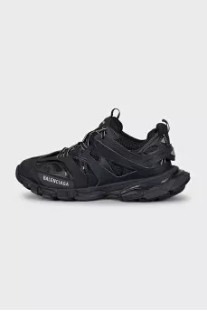Black Track sneakers with a round toe