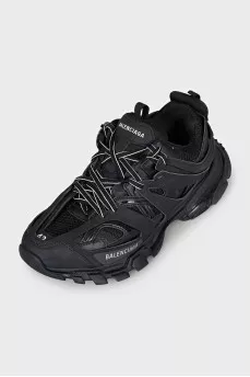Black Track sneakers with a round toe