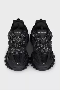 Black Track sneakers with a round toe