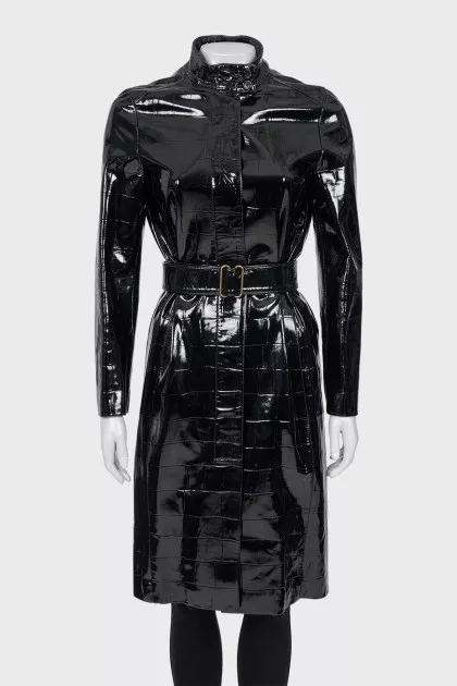 Patent leather raincoat