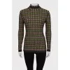 Checkered fitted turtleneck