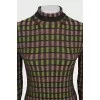 Checkered fitted turtleneck
