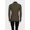 Checkered fitted turtleneck