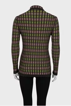 Checkered fitted turtleneck