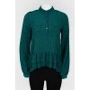 Blouse with button placket and ruffles