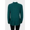 Blouse with button placket and ruffles