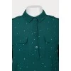Blouse with button placket and ruffles