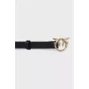 Narrow leather belt with signature buckle