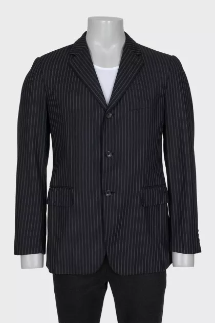 Men's striped wool button-down jacket