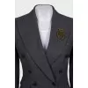 Gray jacket with branded patch