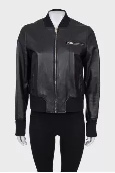 Leather jacket with silver buckle