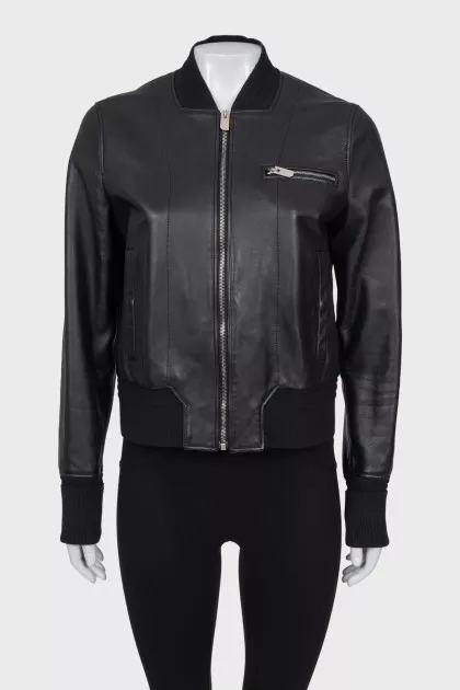 Leather jacket with silver buckle
