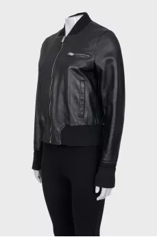 Leather jacket with silver buckle
