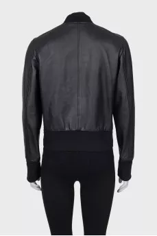Leather jacket with silver buckle