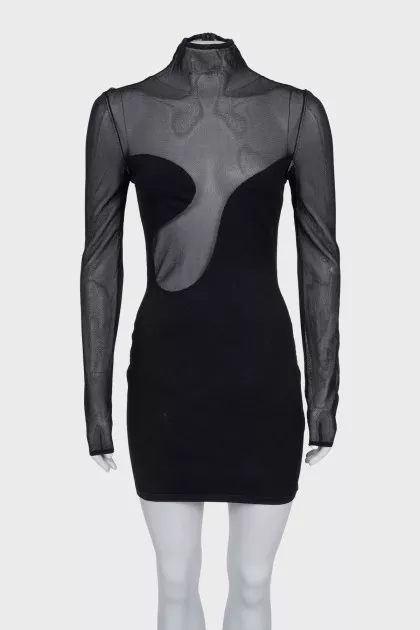 Bodycon dress with a sheer top